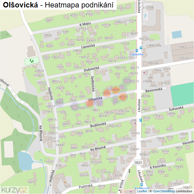 Mapa Olšovická - Firmy v ulici.