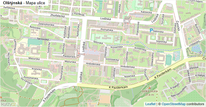 Olštýnská - mapa ulice