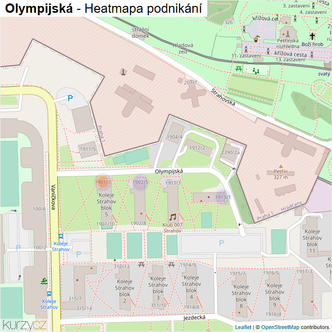Mapa Olympijská - Firmy v ulici.