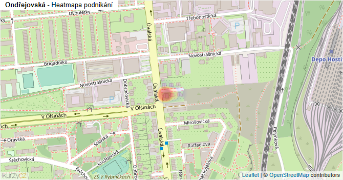 Ondřejovská - mapa podnikání