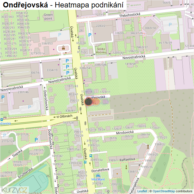 Mapa Ondřejovská - Firmy v ulici.