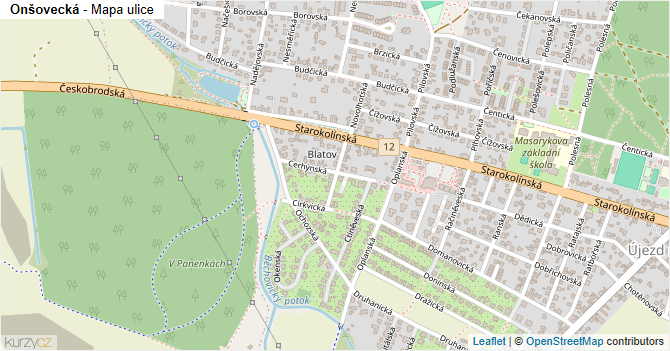 Onšovecká - mapa ulice