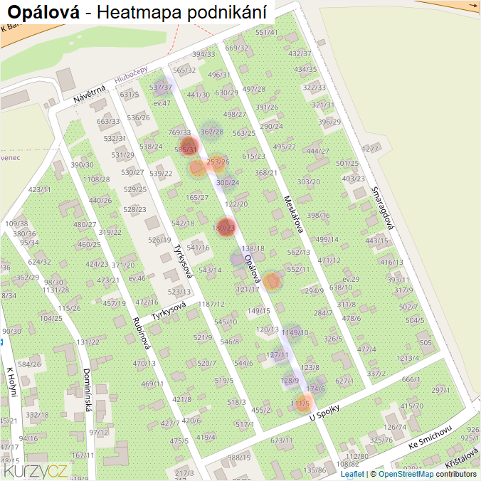 Mapa Opálová - Firmy v ulici.