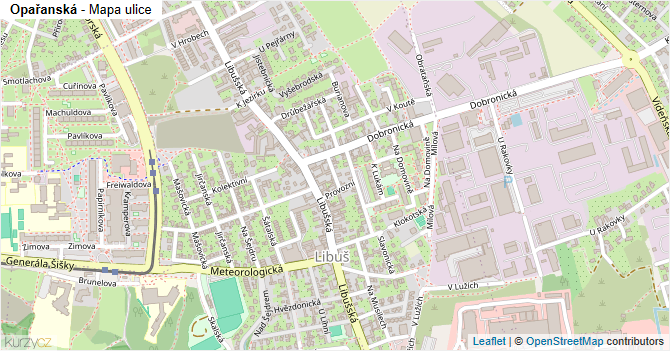 Opařanská - mapa ulice