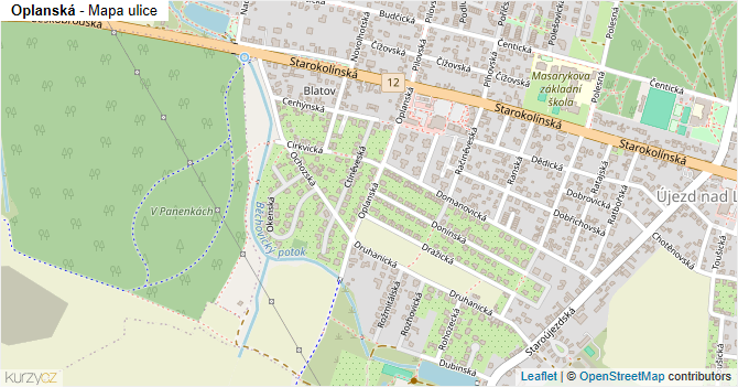 Oplanská - mapa ulice