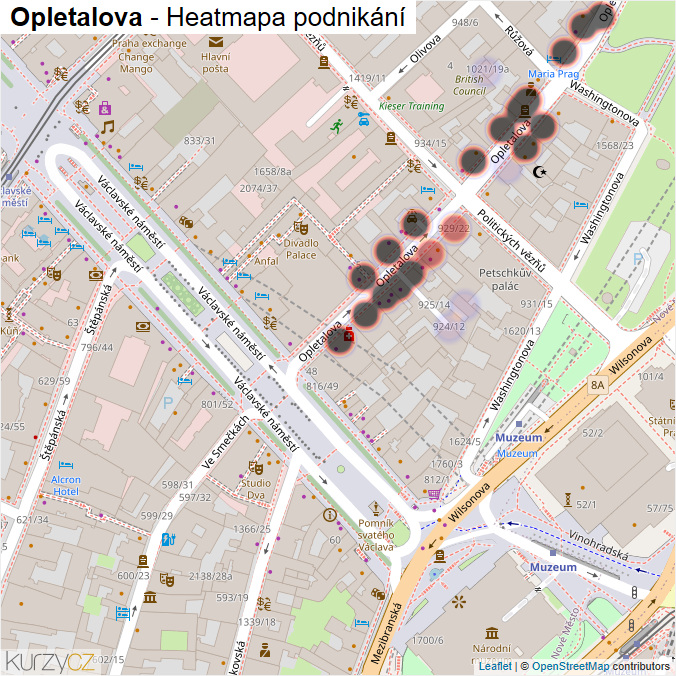 Mapa Opletalova - Firmy v ulici.