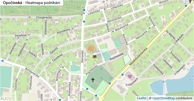 Opočínská - mapa podnikání