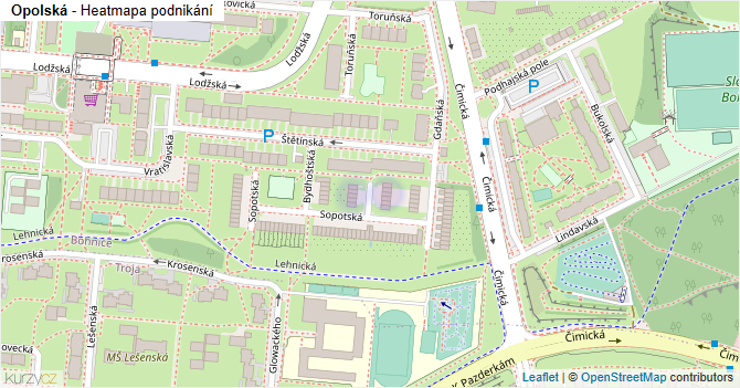 Opolská - mapa podnikání