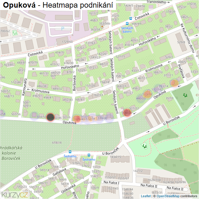 Mapa Opuková - Firmy v ulici.