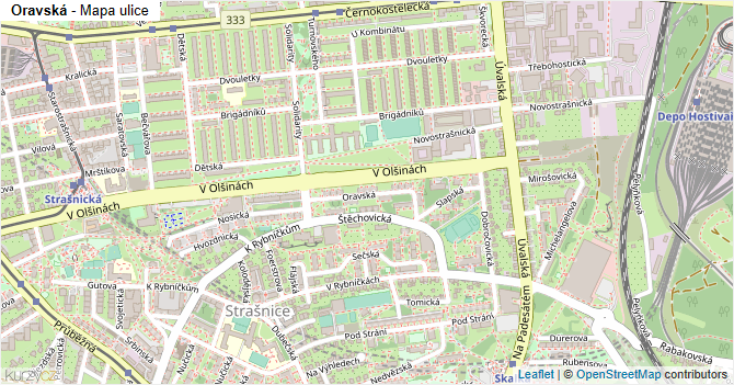 Oravská - mapa ulice