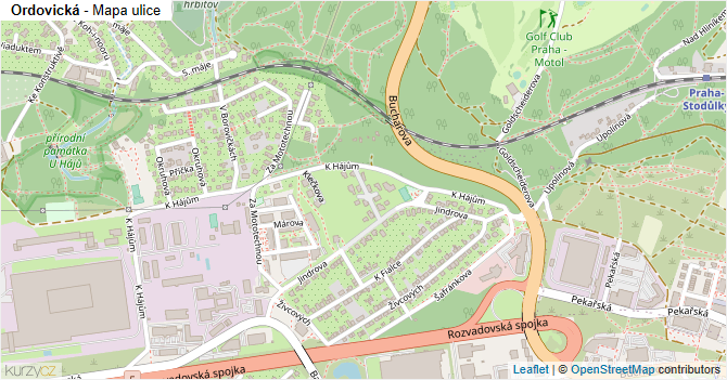 Ordovická - mapa ulice