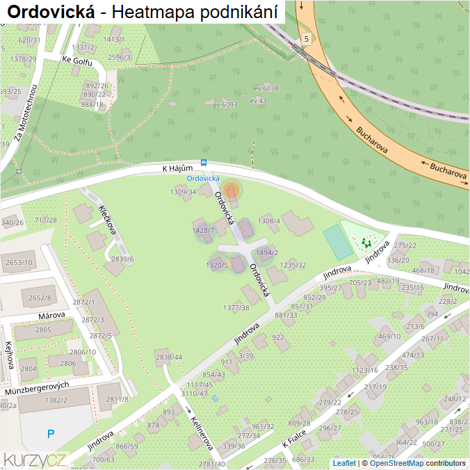 Mapa Ordovická - Firmy v ulici.