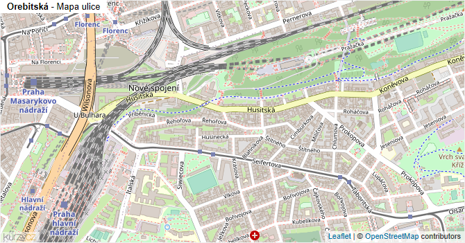 Orebitská - mapa ulice