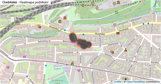 Orebitská - mapa podnikání