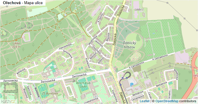 Ořechová - mapa ulice