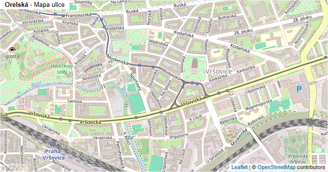 Orelská - mapa ulice