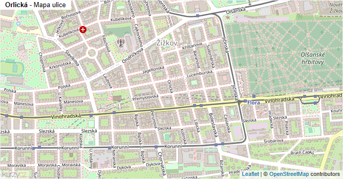 Orlická - mapa ulice
