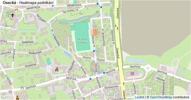 Osecká - mapa podnikání