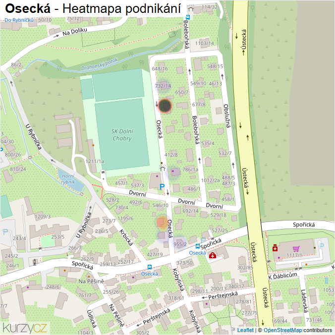 Mapa Osecká - Firmy v ulici.
