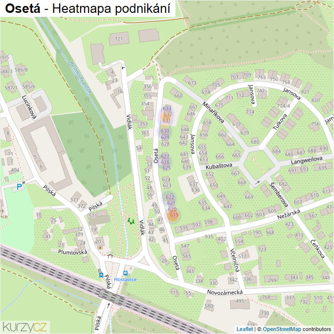 Mapa Osetá - Firmy v ulici.