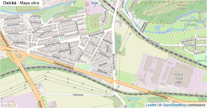 Osická - mapa ulice