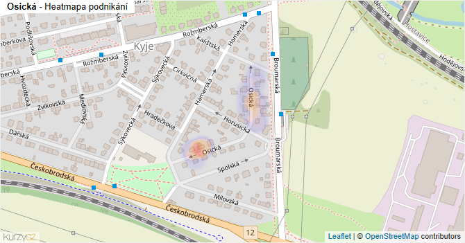 Osická - mapa podnikání