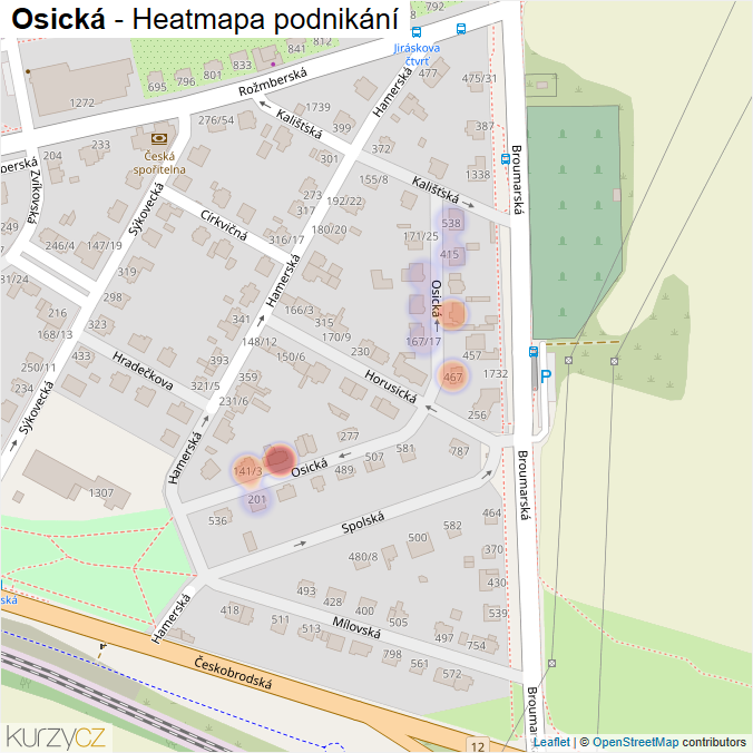 Mapa Osická - Firmy v ulici.
