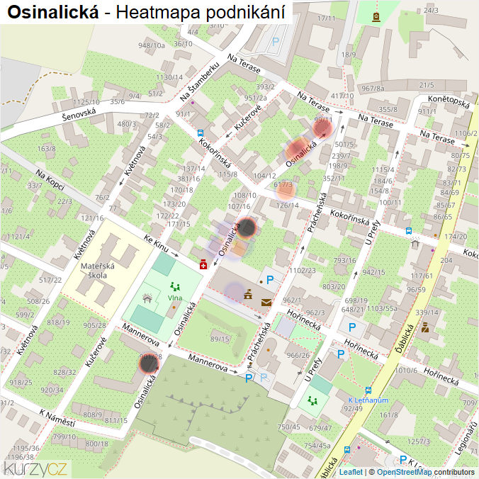 Mapa Osinalická - Firmy v ulici.