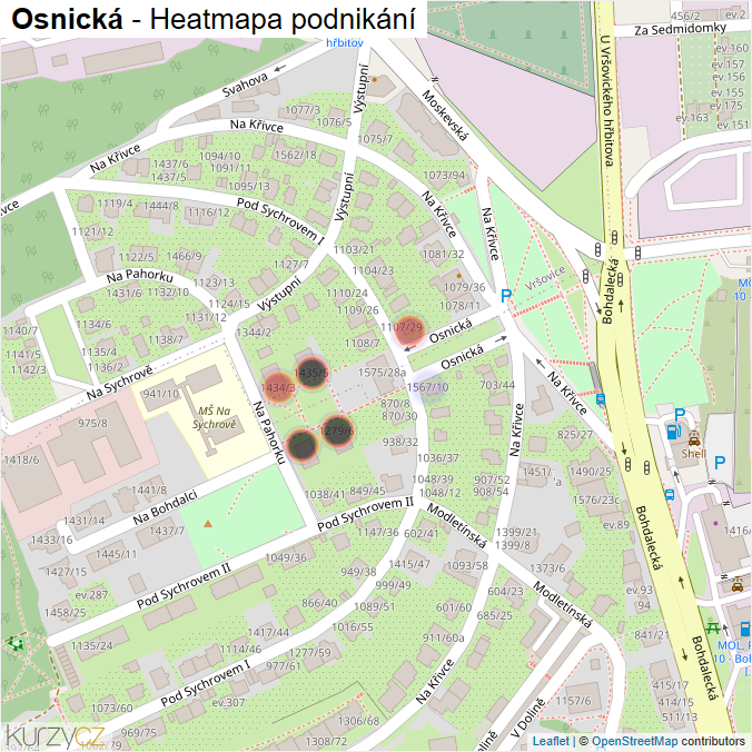Mapa Osnická - Firmy v ulici.