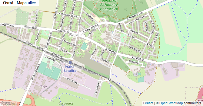 Ostrá - mapa ulice
