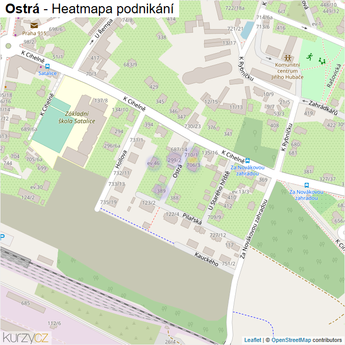 Mapa Ostrá - Firmy v ulici.