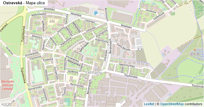 Ostravská - mapa ulice