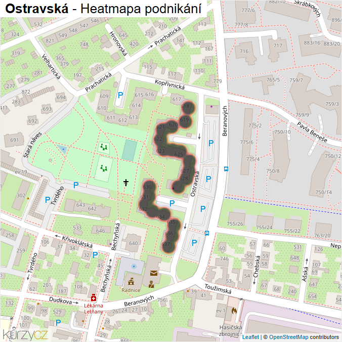 Mapa Ostravská - Firmy v ulici.