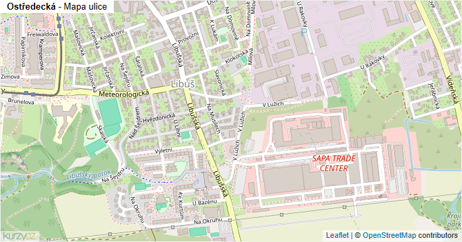 Ostředecká - mapa ulice