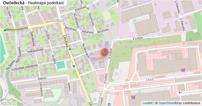 Ostředecká - mapa podnikání