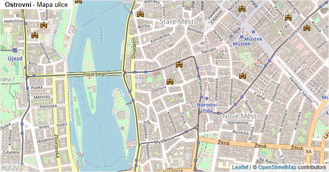 Ostrovní - mapa ulice