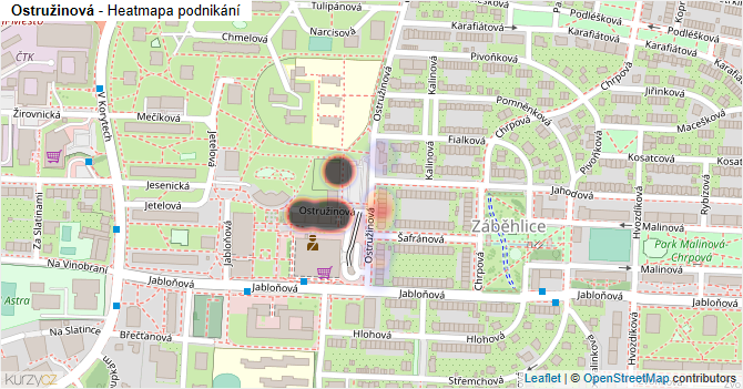 Ostružinová - mapa podnikání