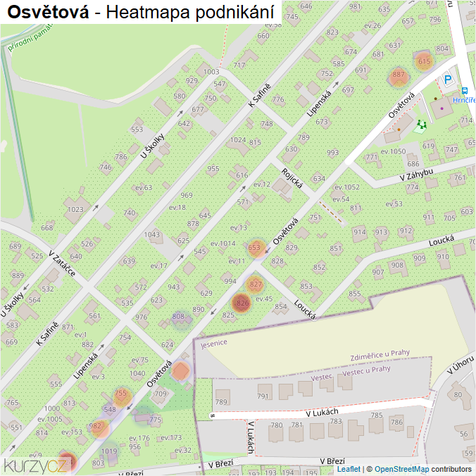 Mapa Osvětová - Firmy v ulici.