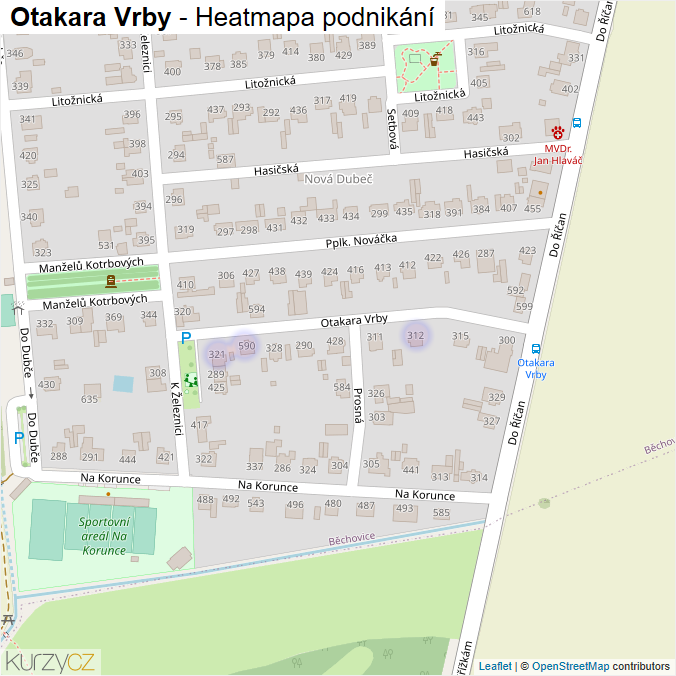 Mapa Otakara Vrby - Firmy v ulici.