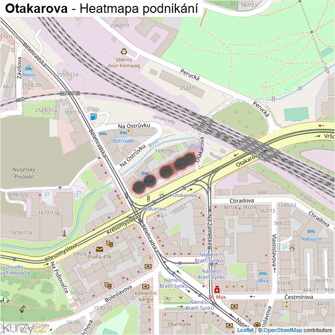 Mapa Otakarova - Firmy v ulici.