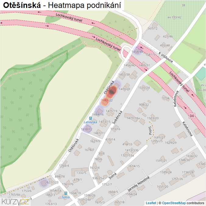 Mapa Otěšínská - Firmy v ulici.