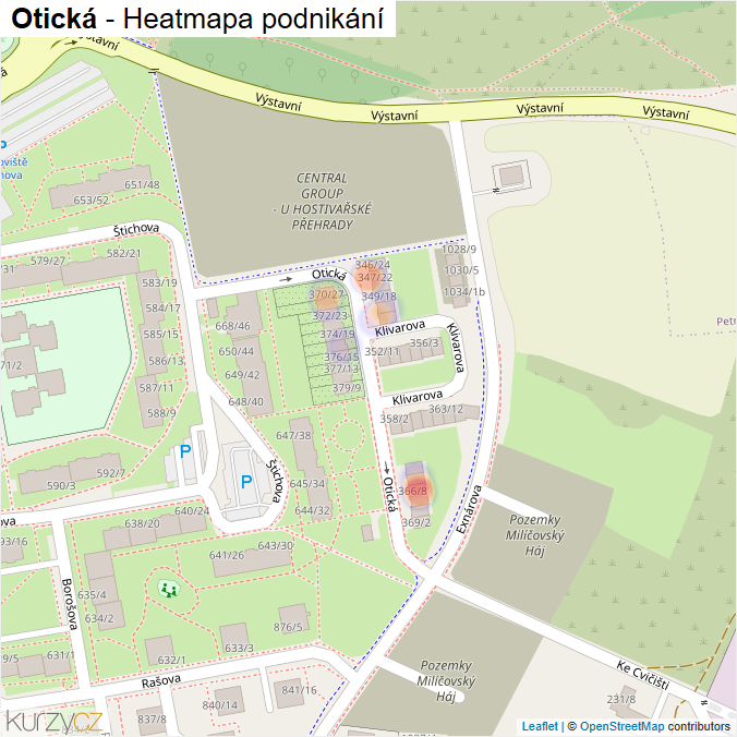 Mapa Otická - Firmy v ulici.