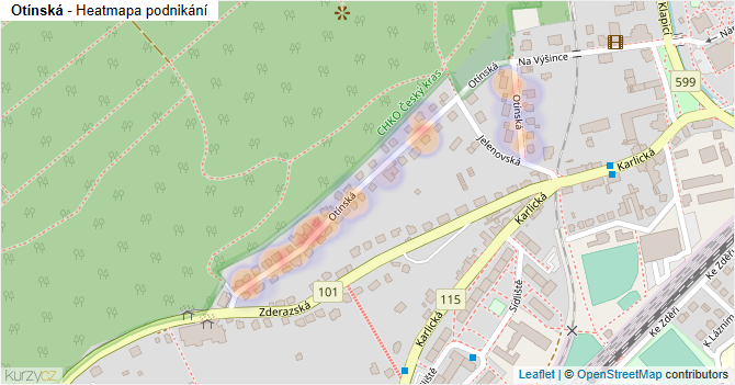 Otínská - mapa podnikání