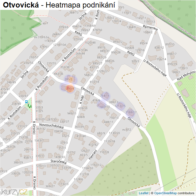 Mapa Otvovická - Firmy v ulici.