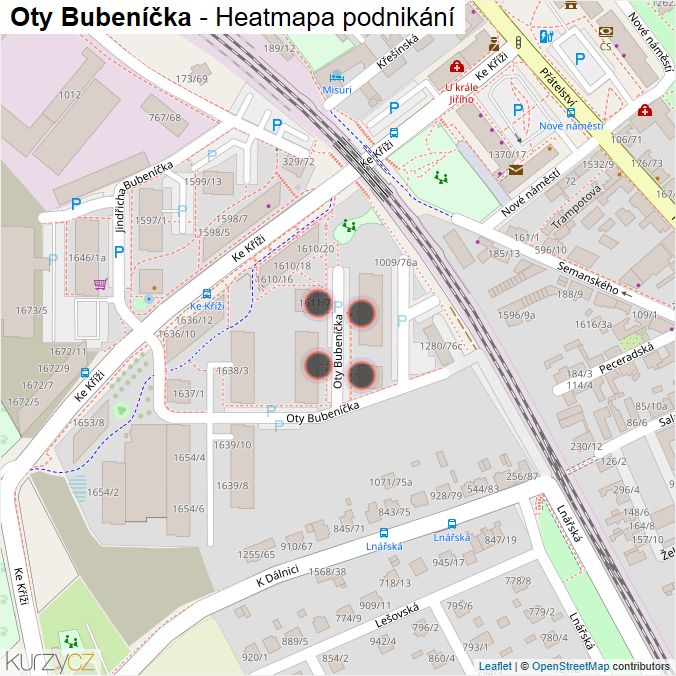 Mapa Oty Bubeníčka - Firmy v ulici.