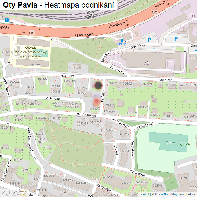 Mapa Oty Pavla - Firmy v ulici.