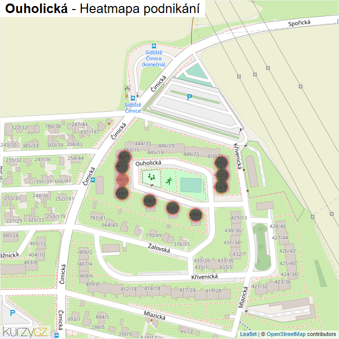 Mapa Ouholická - Firmy v ulici.