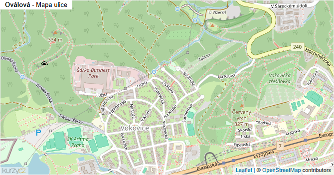 Oválová - mapa ulice
