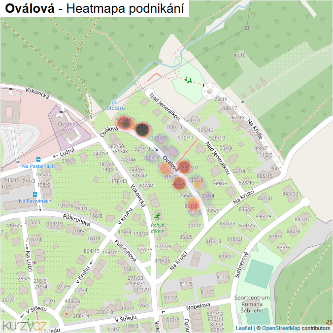 Mapa Oválová - Firmy v ulici.