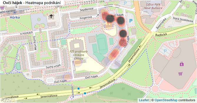Ovčí hájek - mapa podnikání